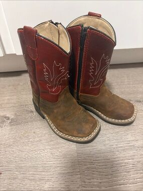 Old West Toddler Cowboy Boots - Red & Brown